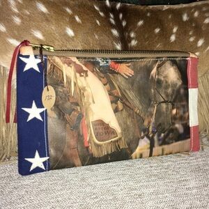 NWT $172 TOTEM Patriotic Western Clutch makeup bag cowgirl